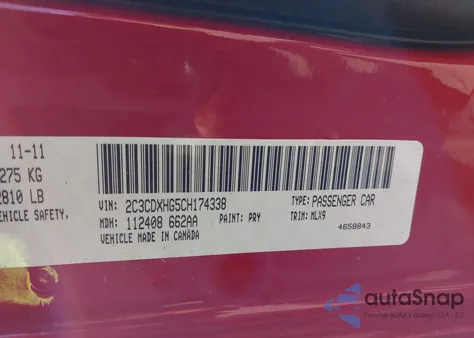 2012 Dodge Charger Sxt z USA, uszkodzony, nr VIN 2C3CDXHG5CH174338